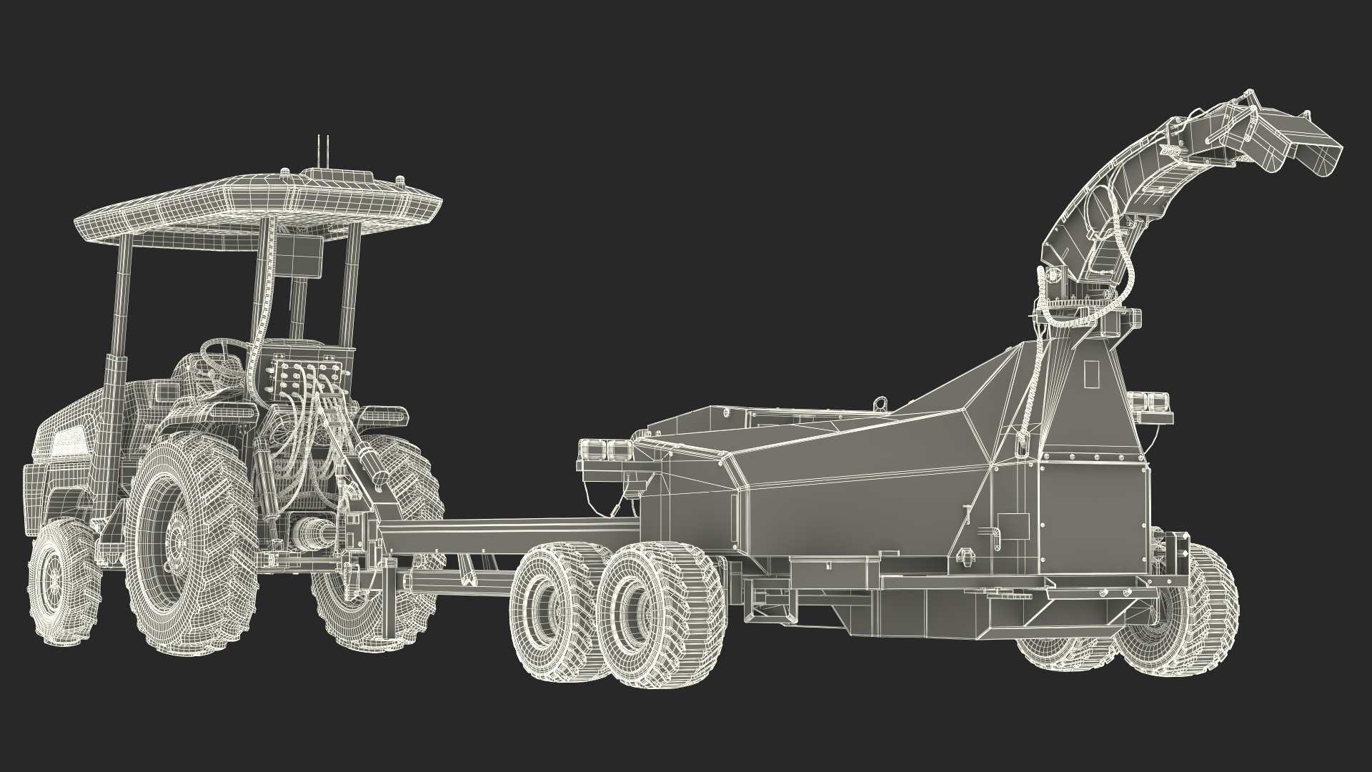 3D Electric Tractor with Forage Harvester model