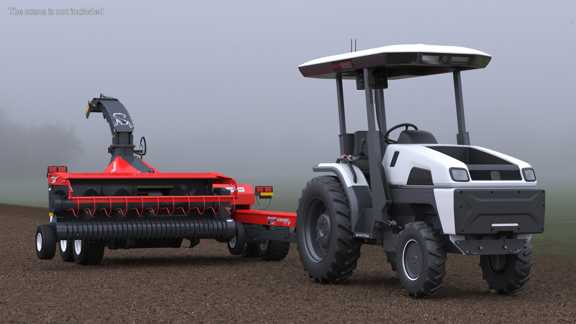 3D Electric Tractor with Forage Harvester model