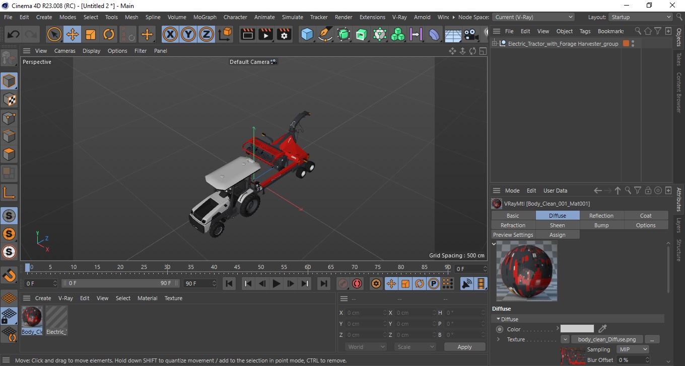 3D Electric Tractor with Forage Harvester model