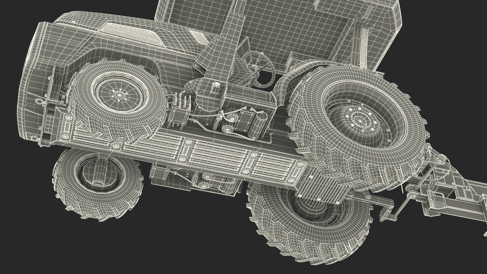 3D Electric Tractor with Forage Harvester model