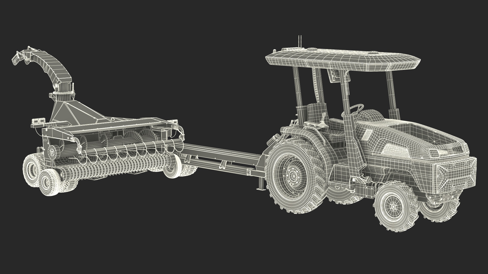 3D Electric Tractor with Forage Harvester model