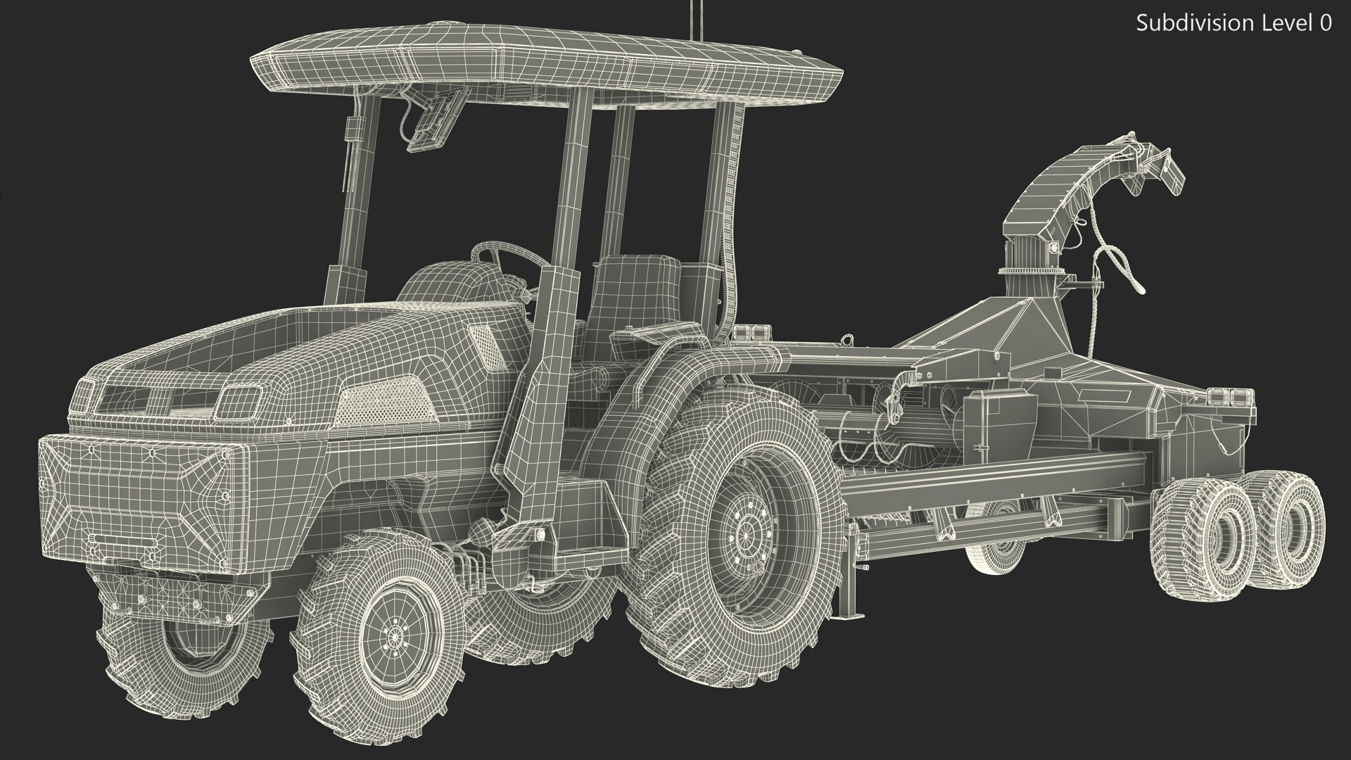 3D Electric Tractor with Forage Harvester model