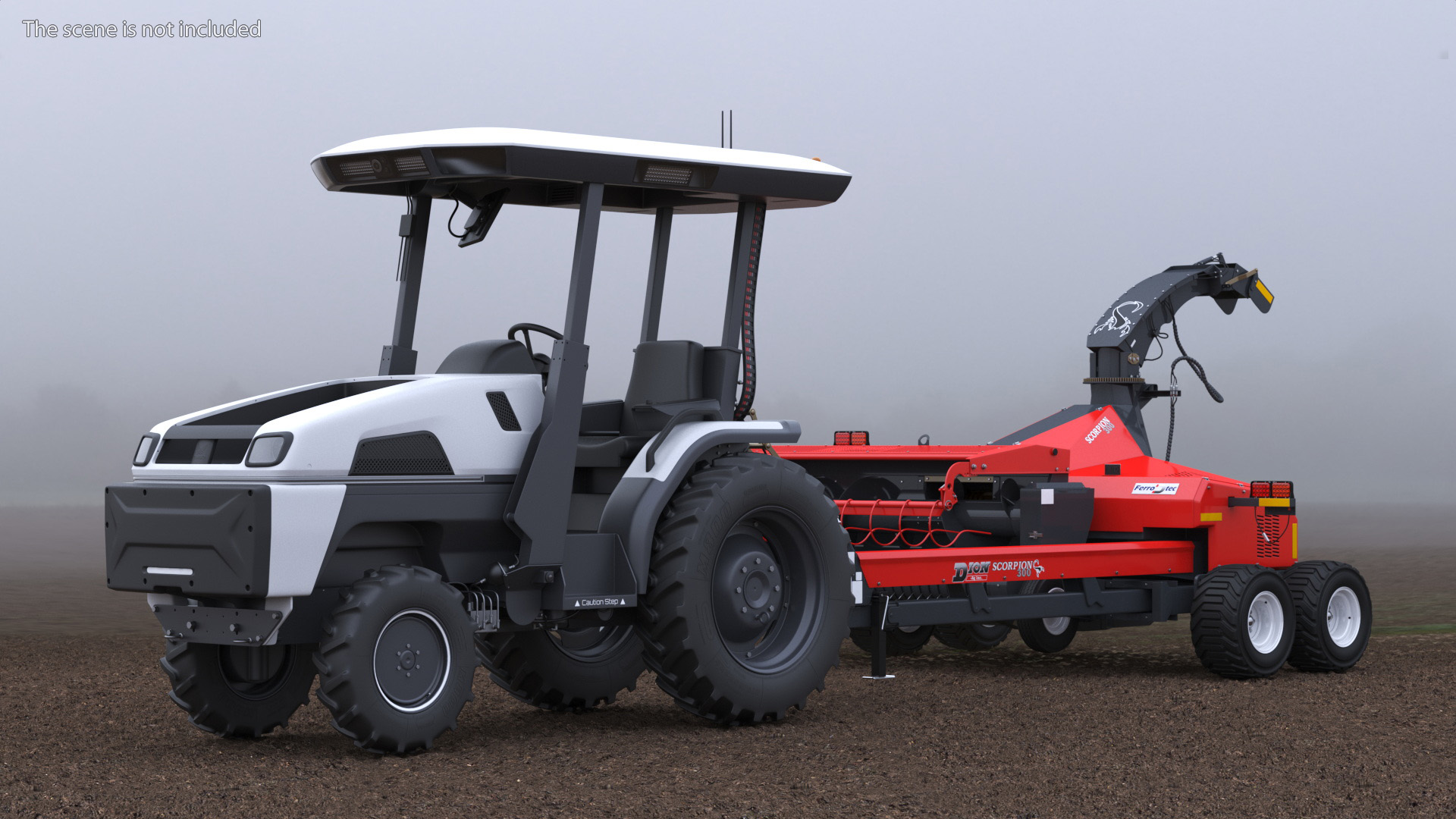 3D Electric Tractor with Forage Harvester model