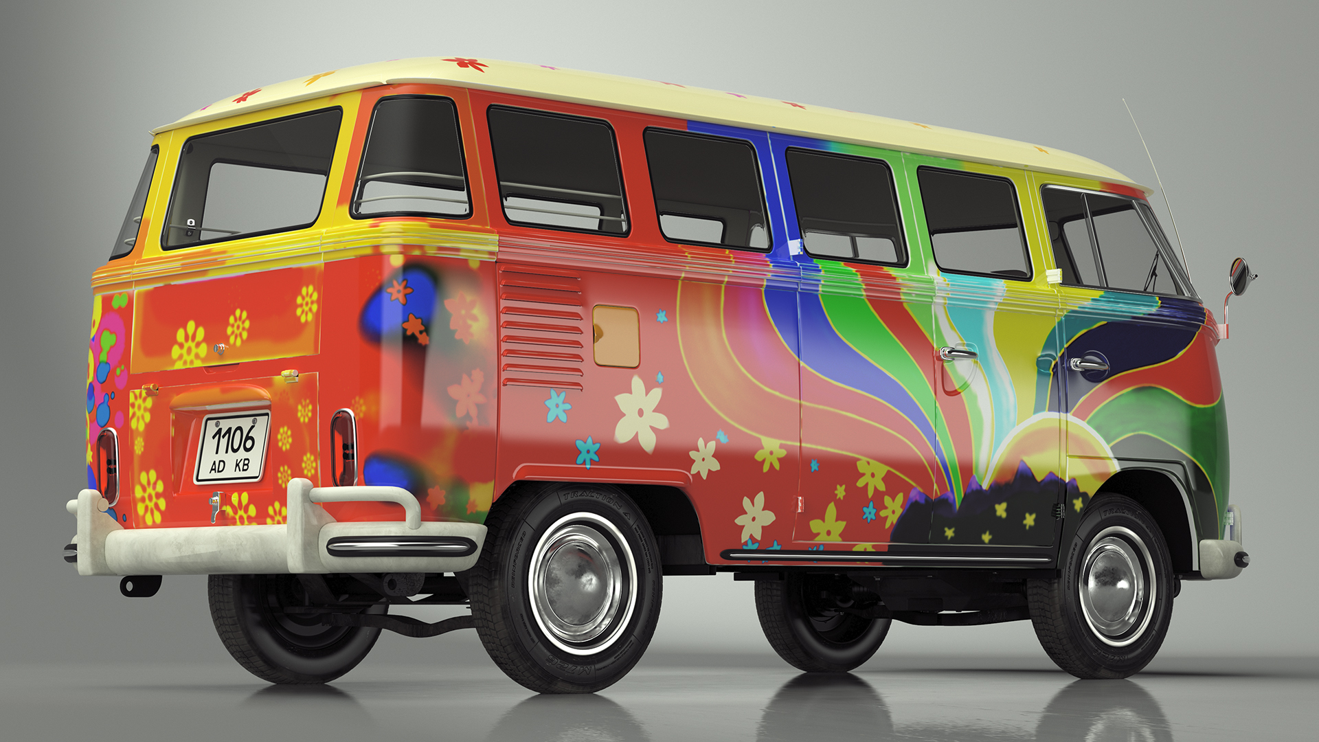 Hippie Volkswagen Bus Simple Interior 3D