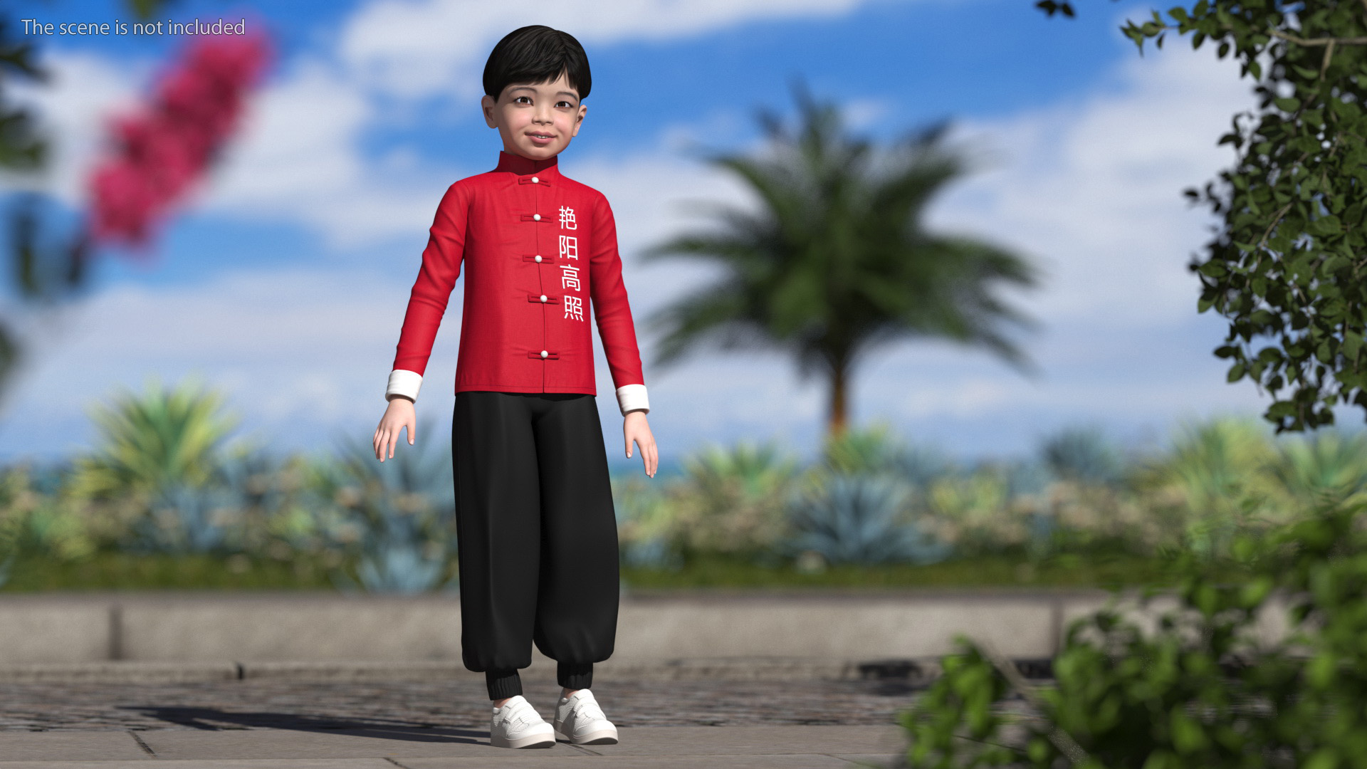 3D Asian Boy Traditional Costume Rigged