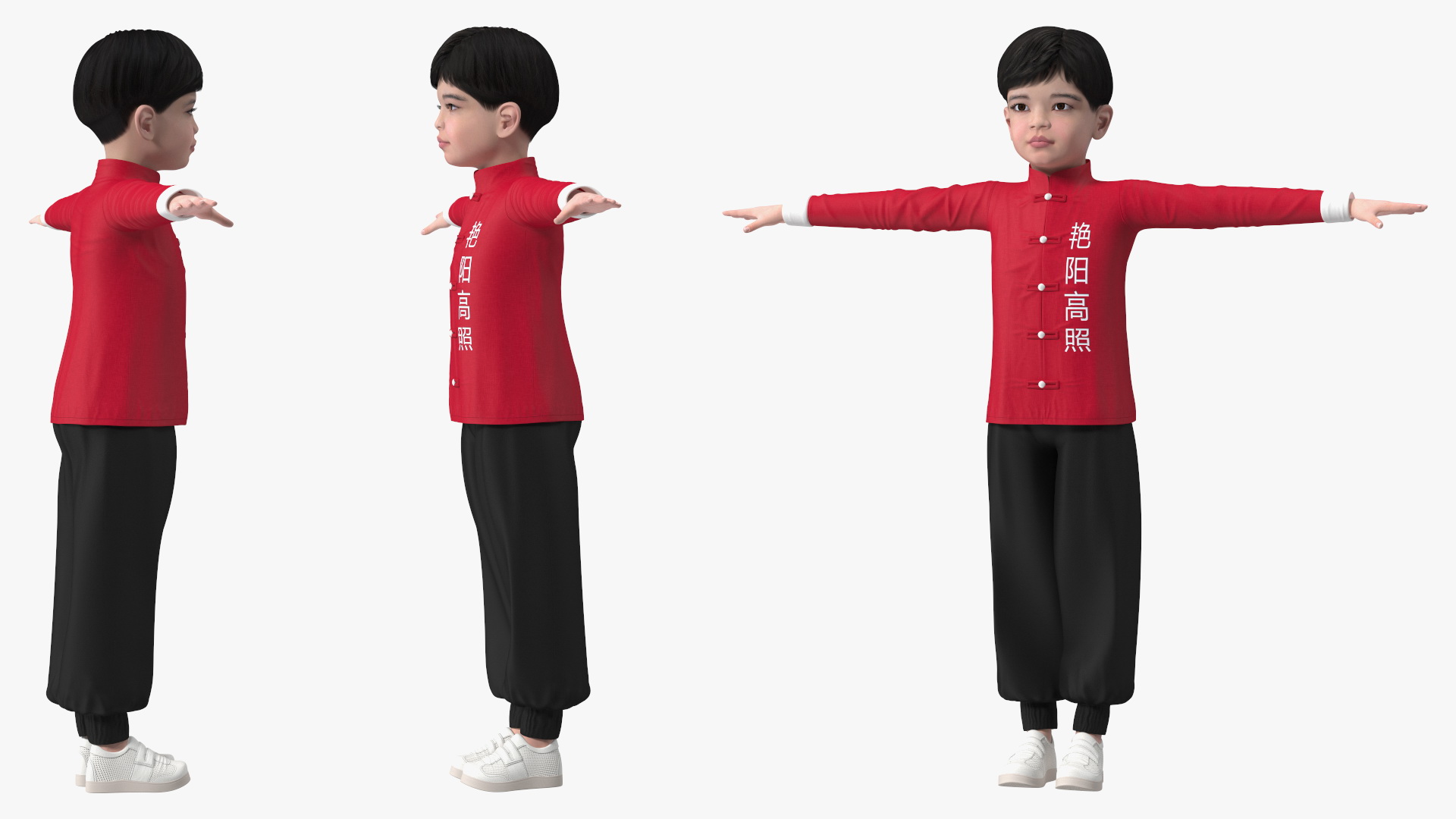 3D Asian Boy Traditional Costume Rigged