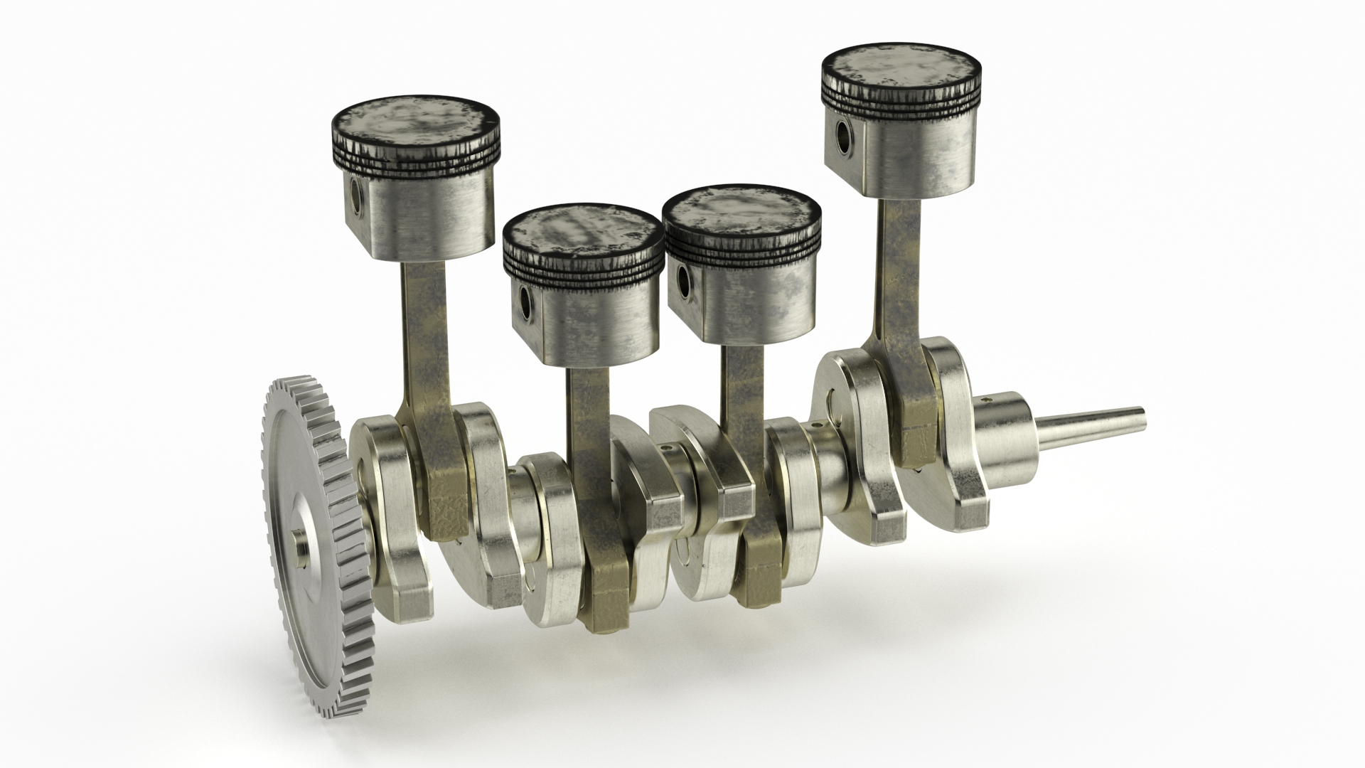 3D Engine Pistons and Crankshaft Rigged