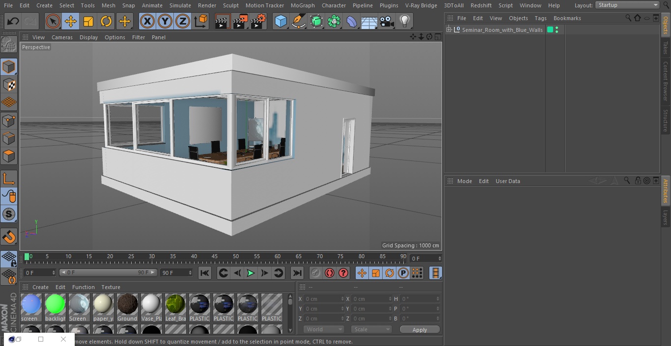 3D Seminar Room with Blue Walls model