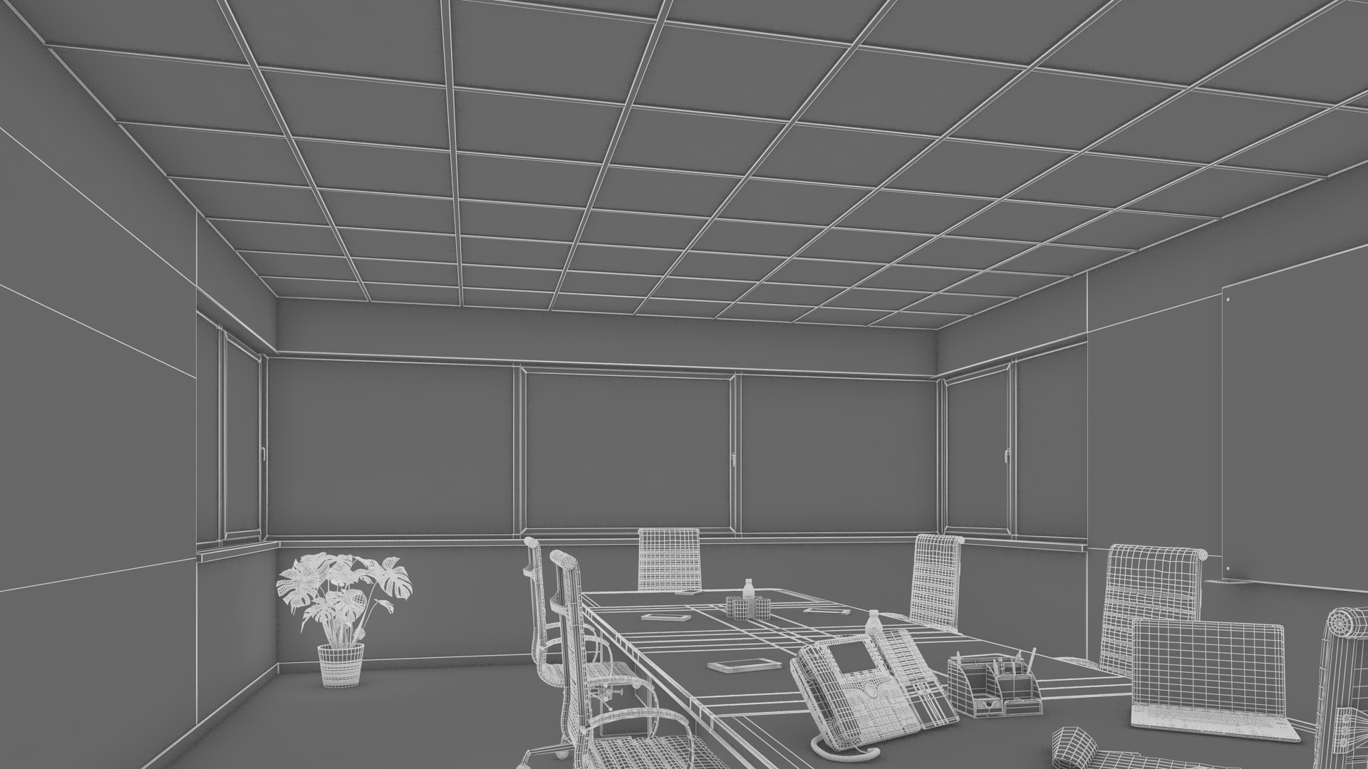 3D Seminar Room with Blue Walls model