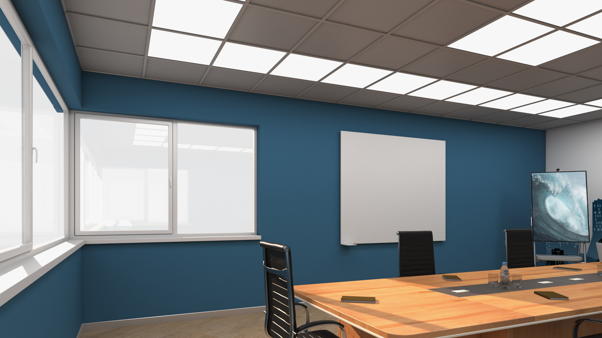 3D Seminar Room with Blue Walls model