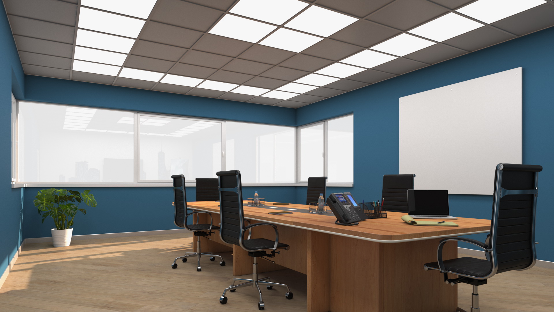 3D Seminar Room with Blue Walls model