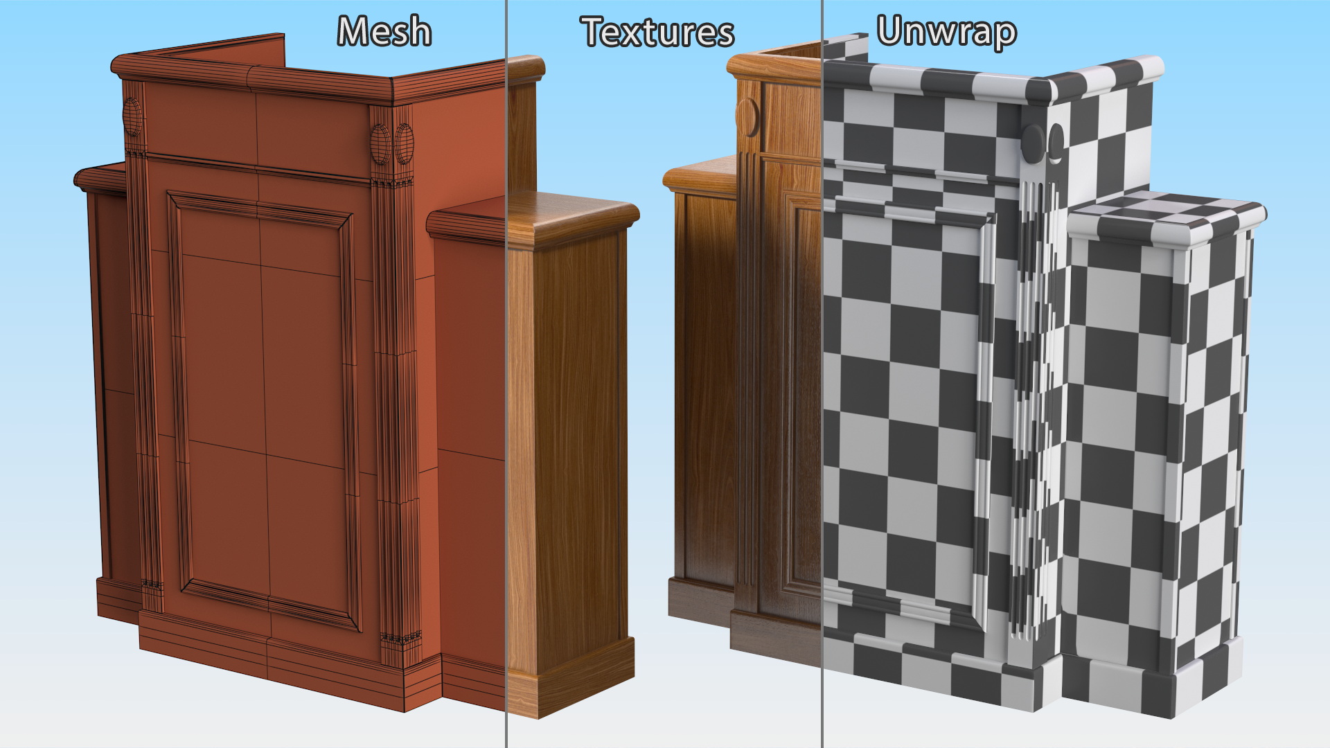 Church Pulpit Podium Dark Oak 3D model