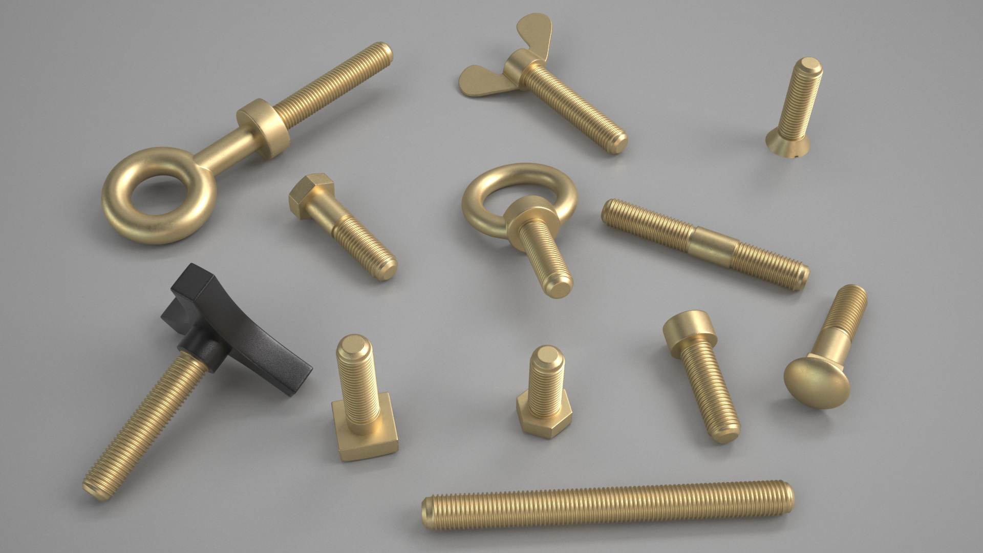 Brass Nut and Bolt Kit 3D