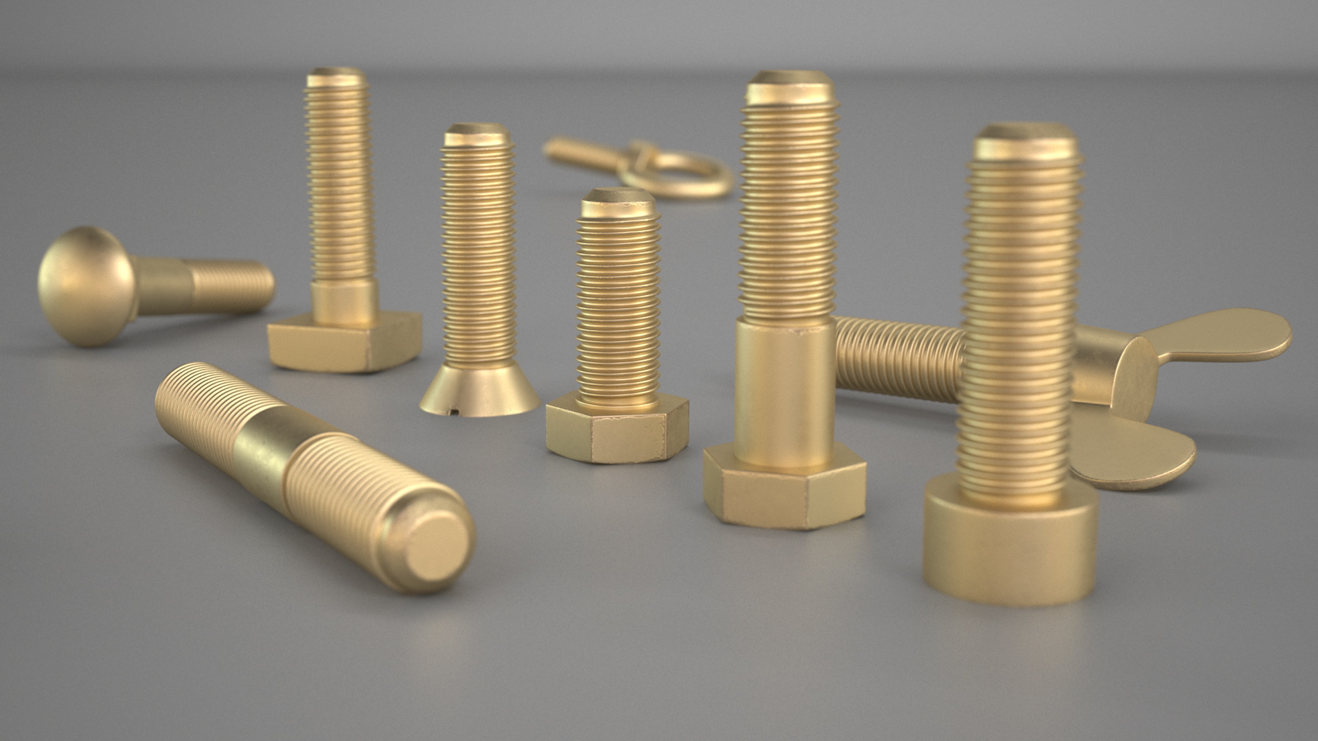 Brass Nut and Bolt Kit 3D