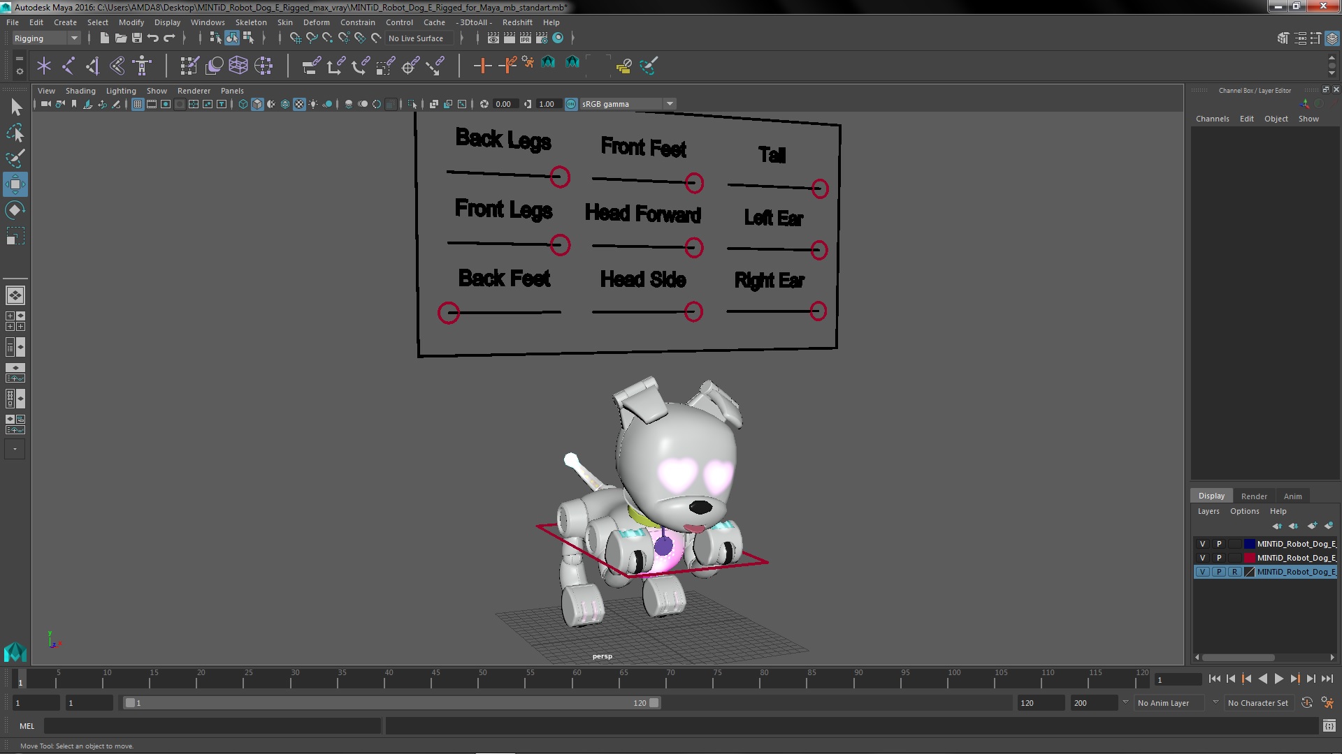 MINTiD Robot Dog E Rigged for Maya 3D model