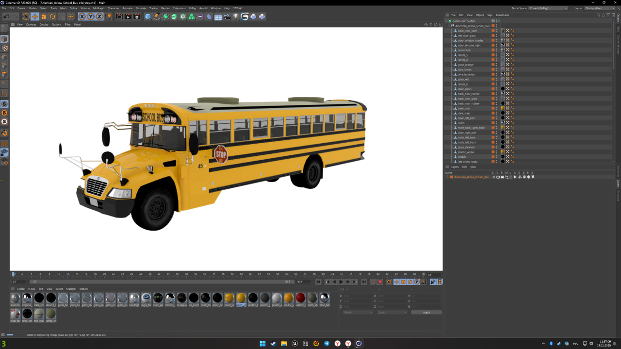 3D American Yellow School Bus