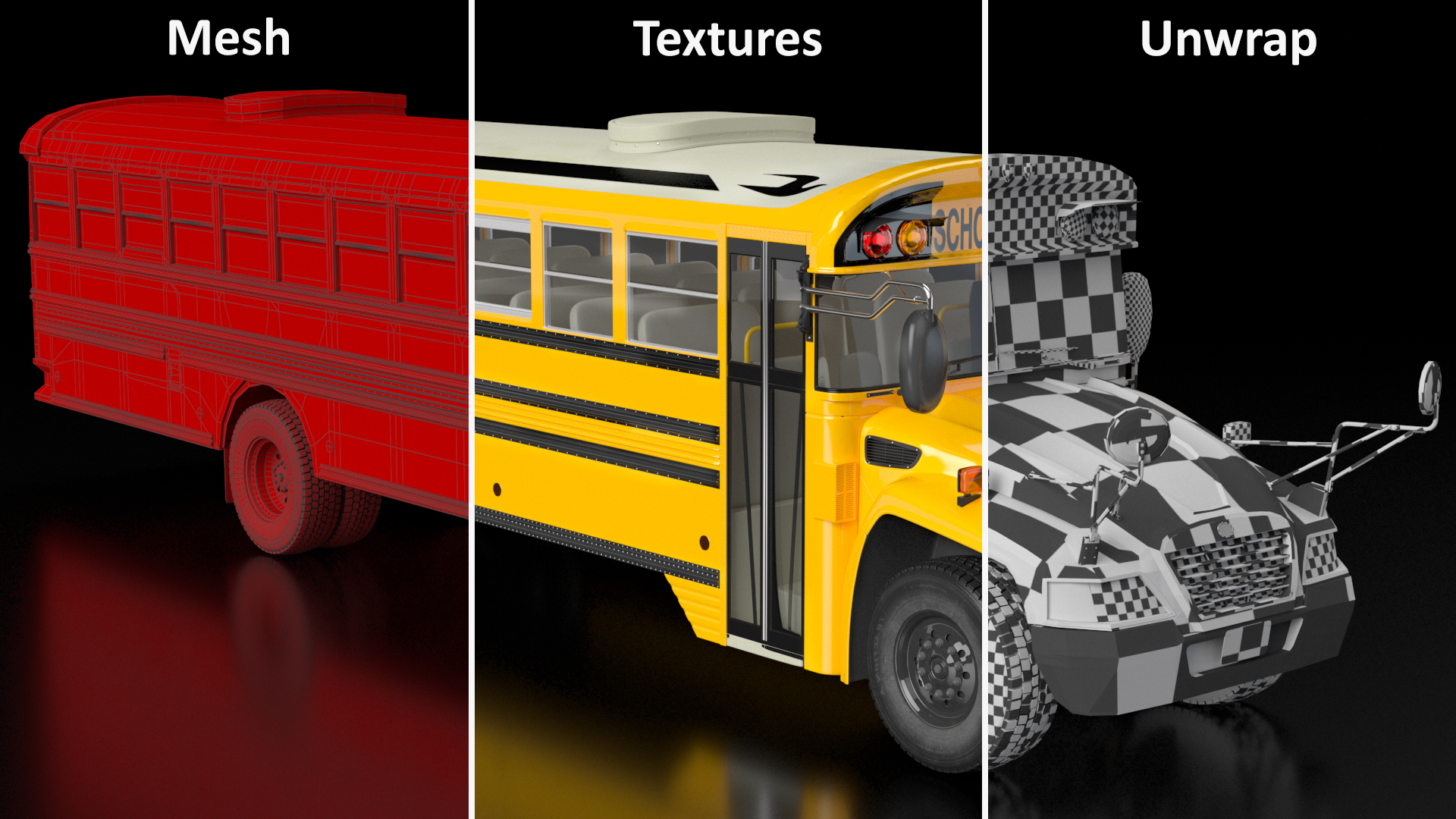 3D American Yellow School Bus