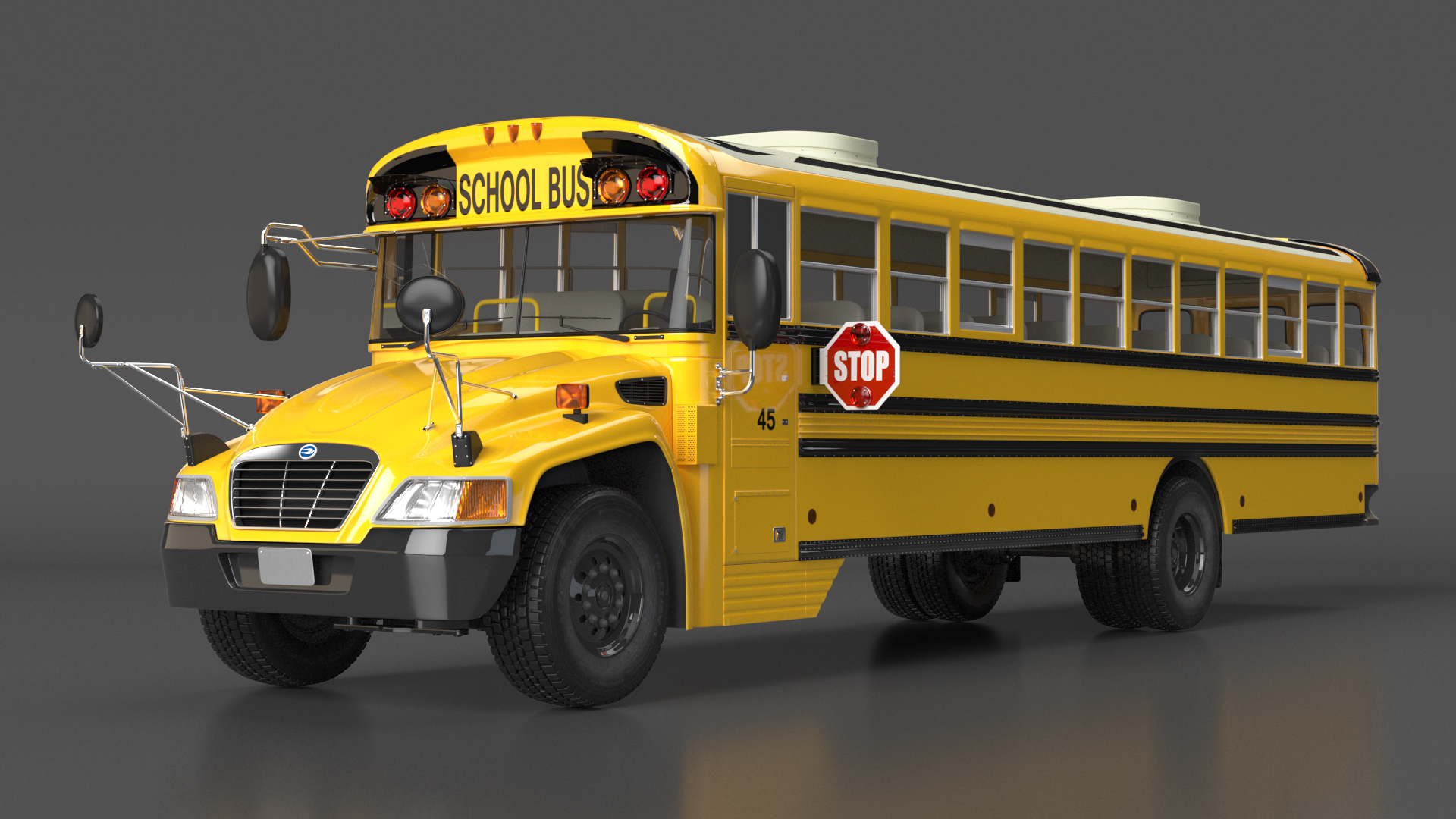 3D American Yellow School Bus