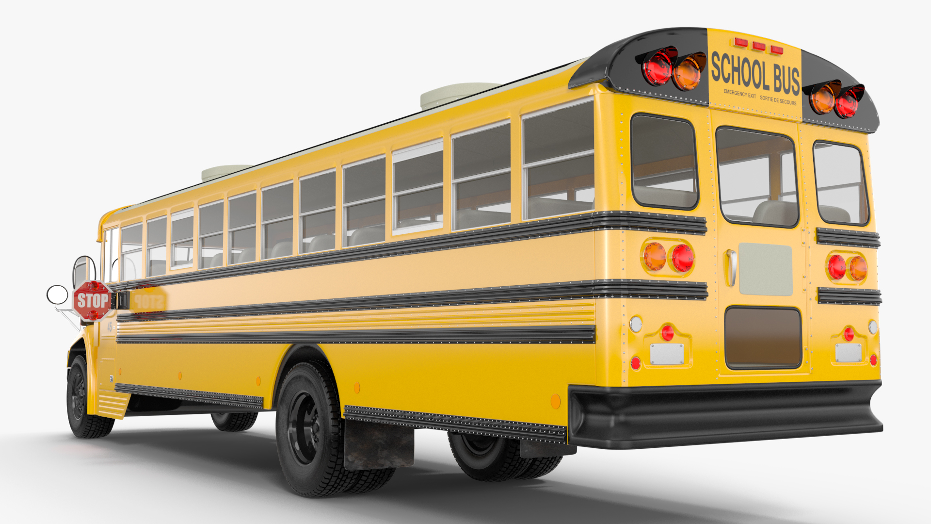 3D American Yellow School Bus