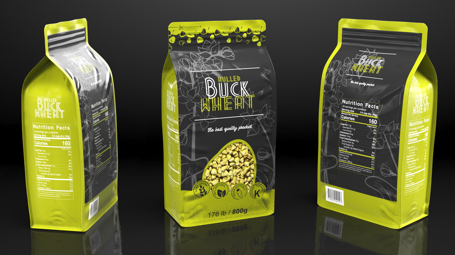 Hulled Buckwheat Package 3D model