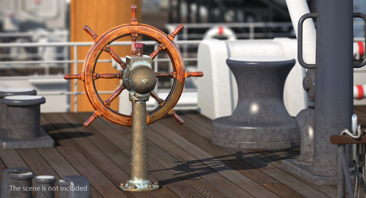 Large Vintage Ship Wheel 3D model