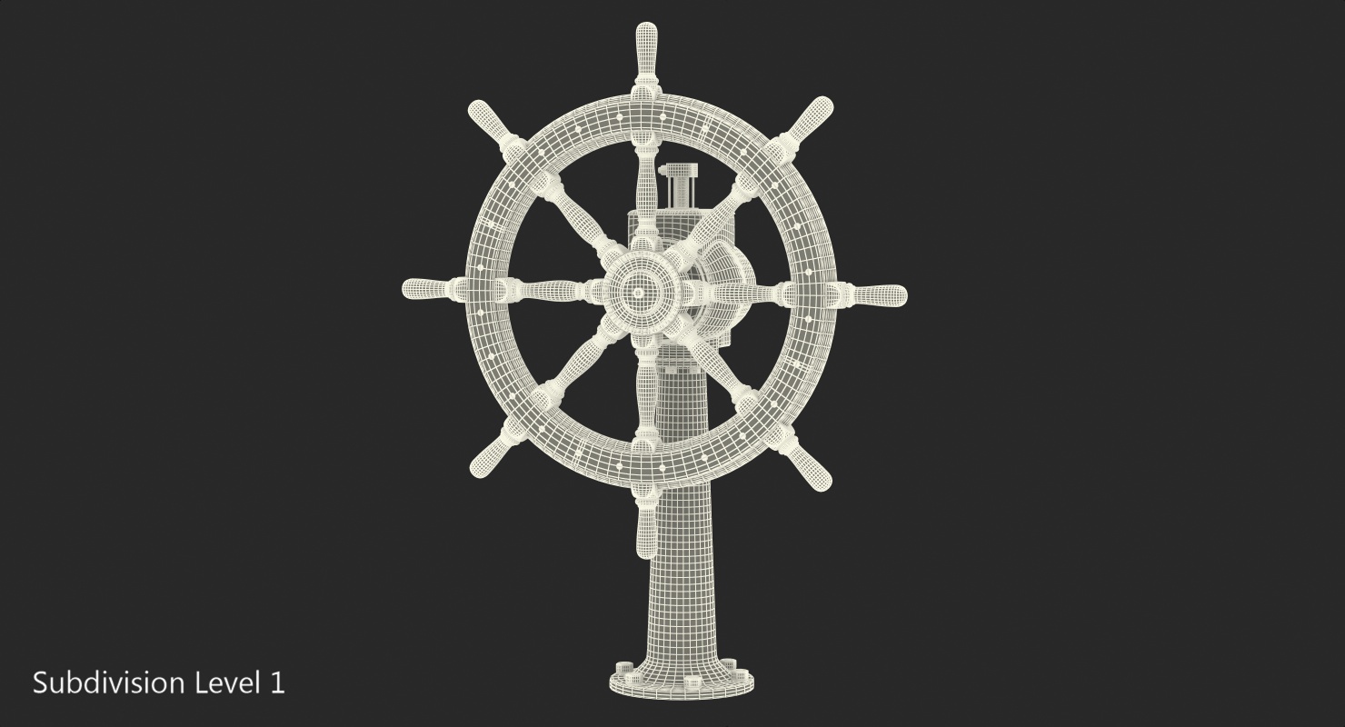 Large Vintage Ship Wheel 3D model