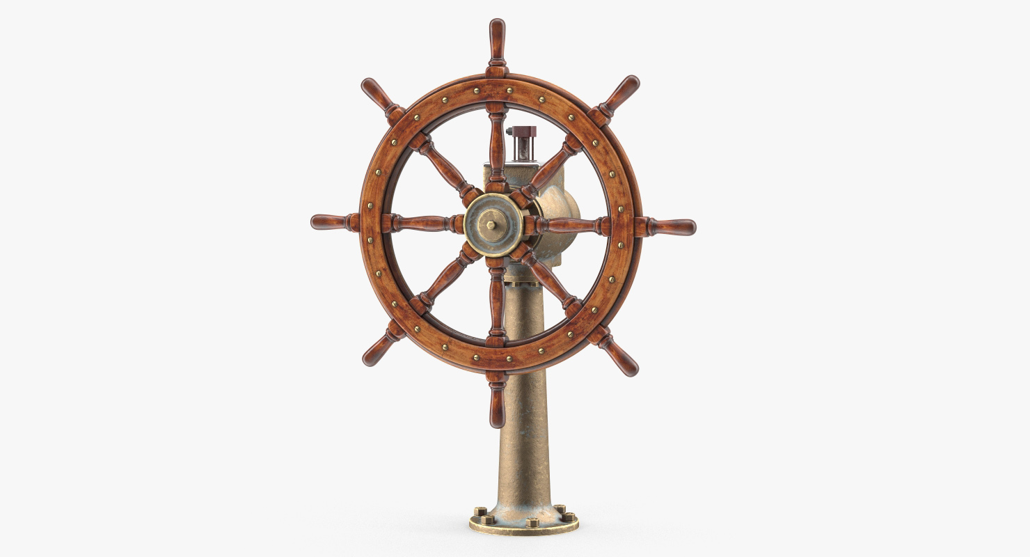 Large Vintage Ship Wheel 3D model