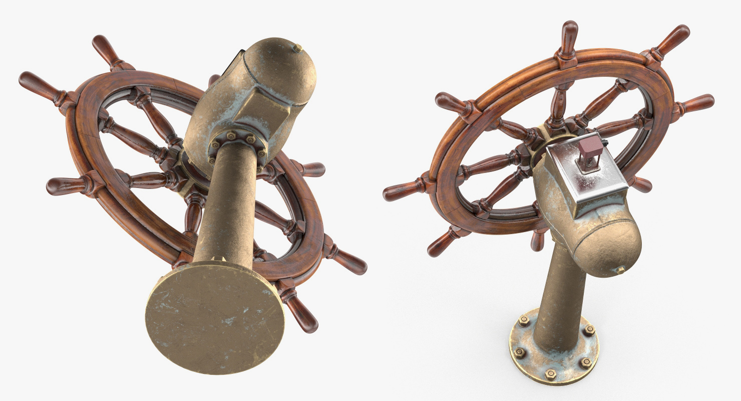 Large Vintage Ship Wheel 3D model