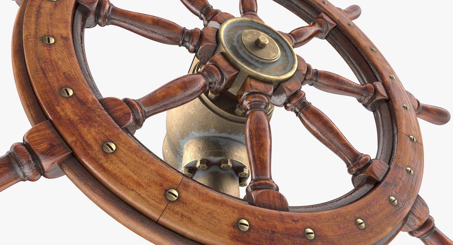 Large Vintage Ship Wheel 3D model