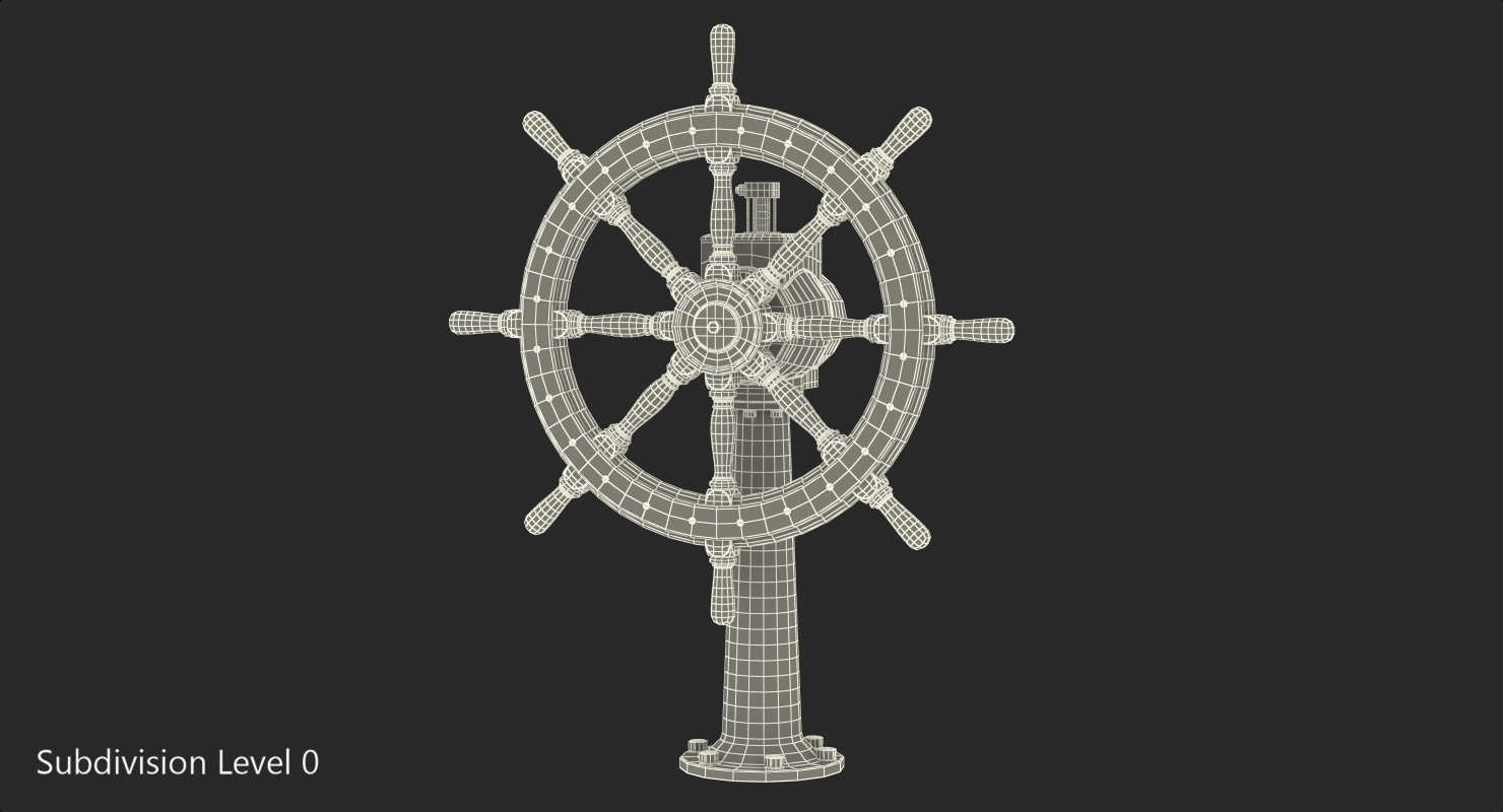 Large Vintage Ship Wheel 3D model