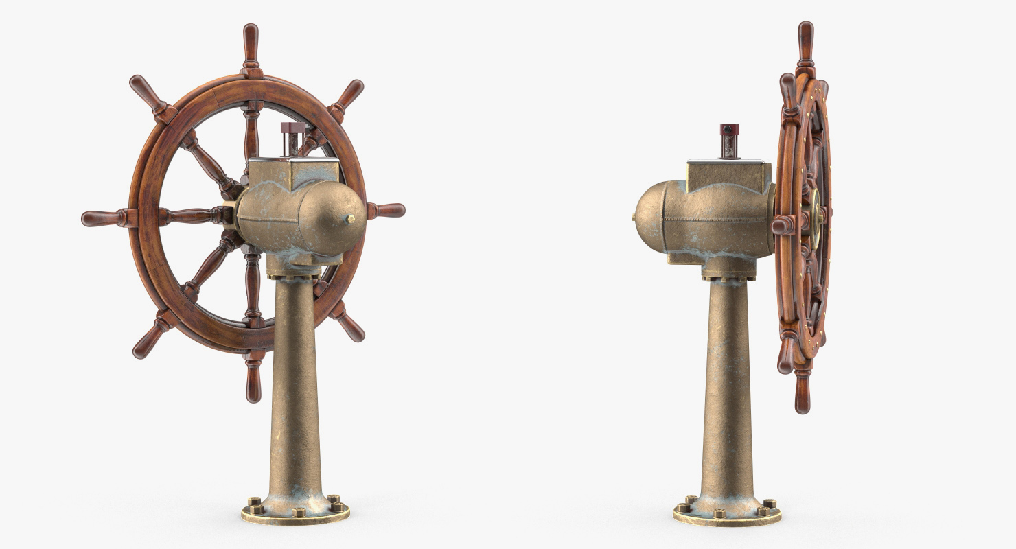 Large Vintage Ship Wheel 3D model