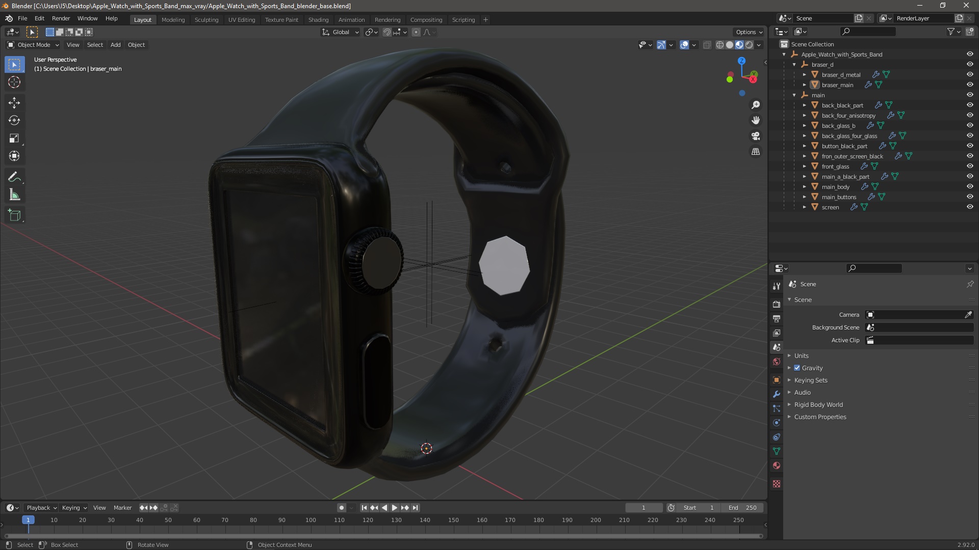 3D Apple Watch with Sports Band model