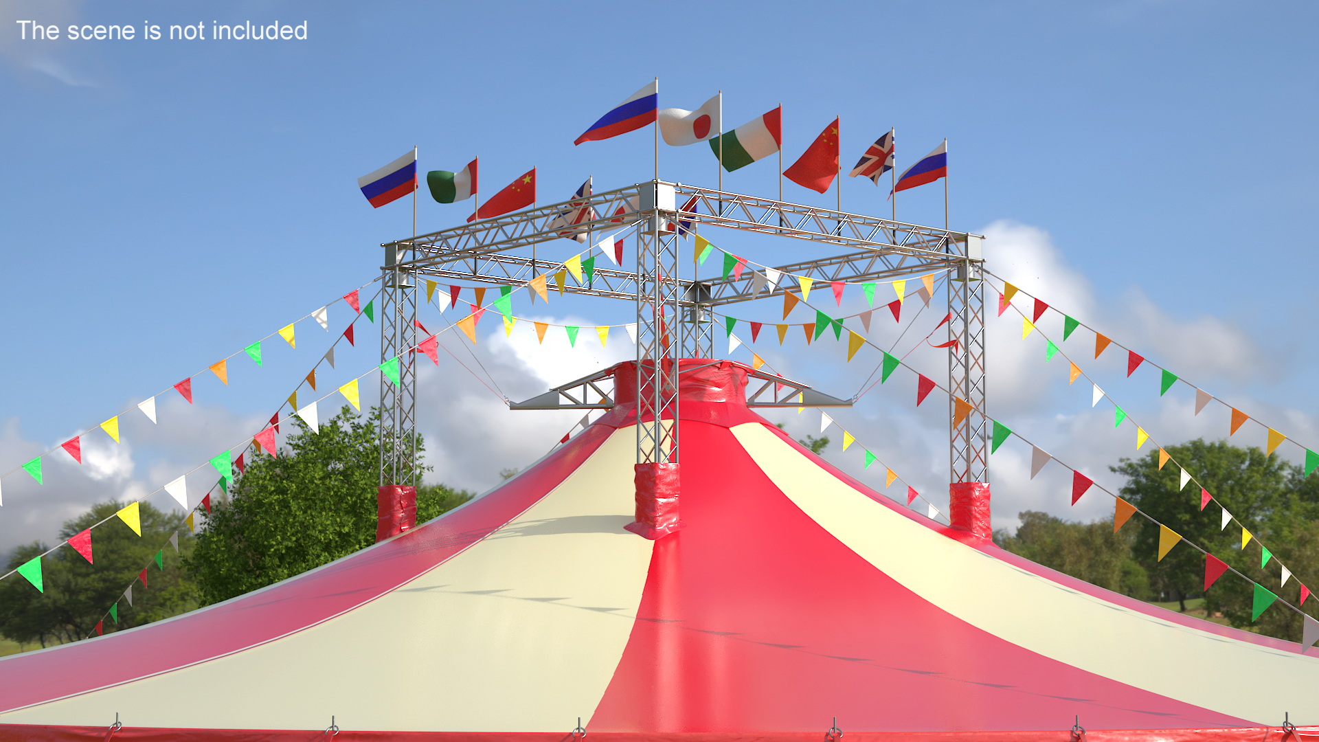 3D Event Truss Structure with International Flags and Bunting model