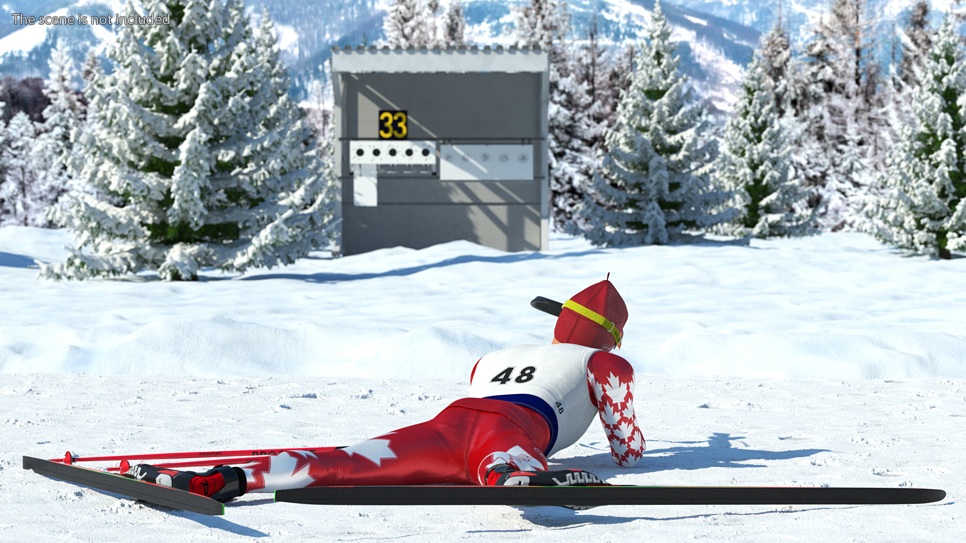 3D Biathlete Fully Equipped Canada Team Rigged model