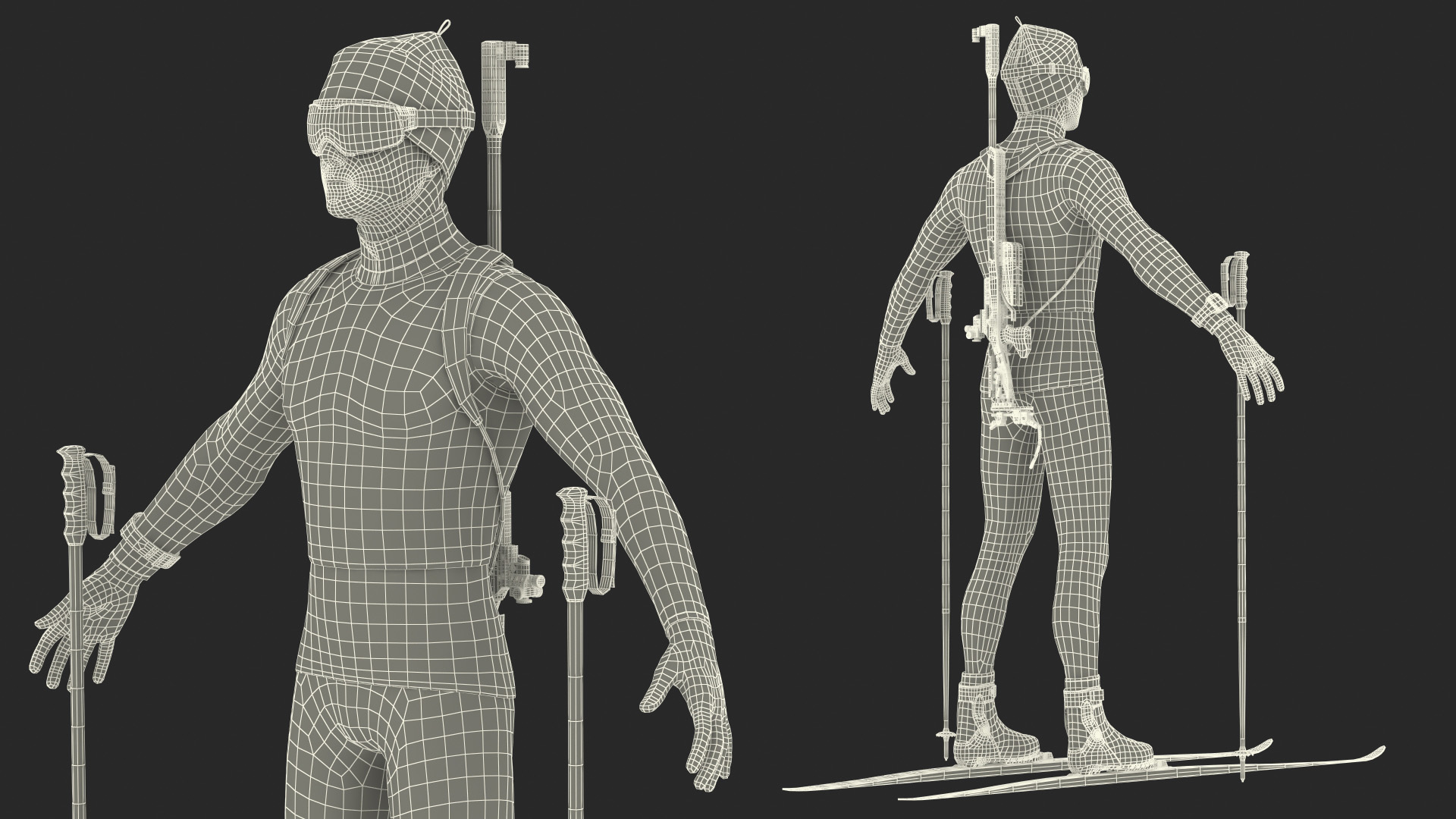 3D Biathlete Fully Equipped Canada Team Rigged model