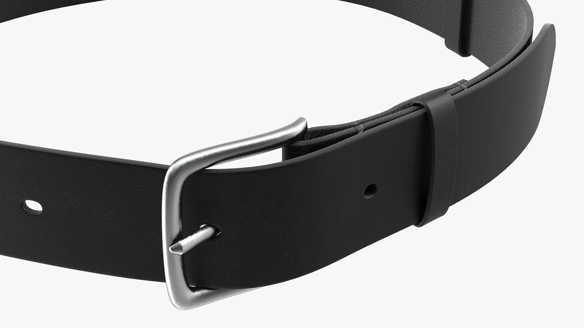 3D model Mens Leather Belt with Buckle Black