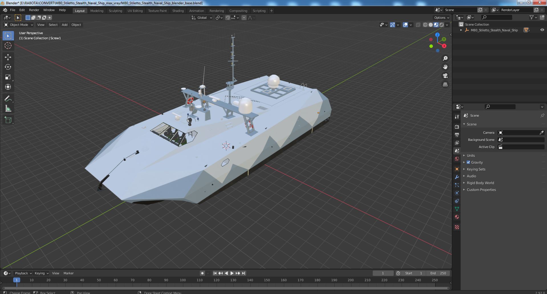 3D M80 Stiletto Stealth Naval Ship