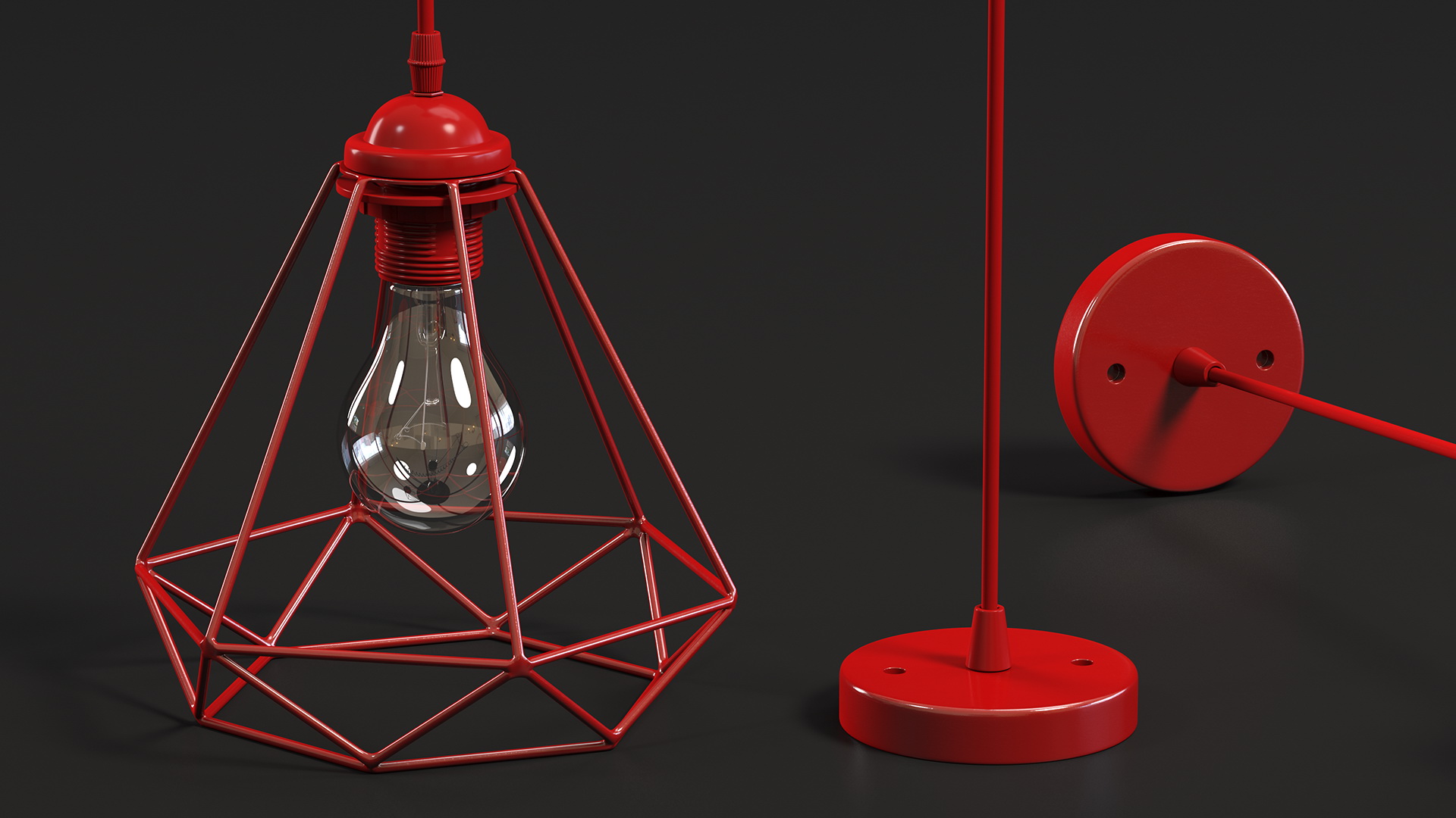 3D Modern Chandelier Red