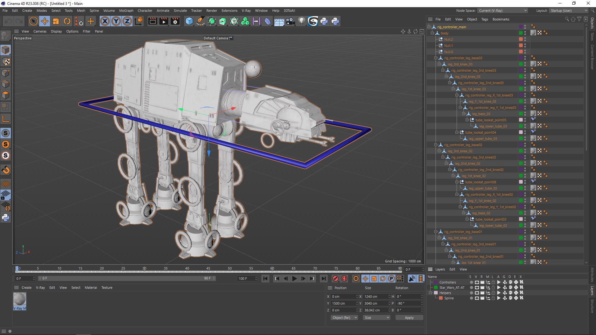 3D Star Wars AT-AT Rigged for Cinema 4D