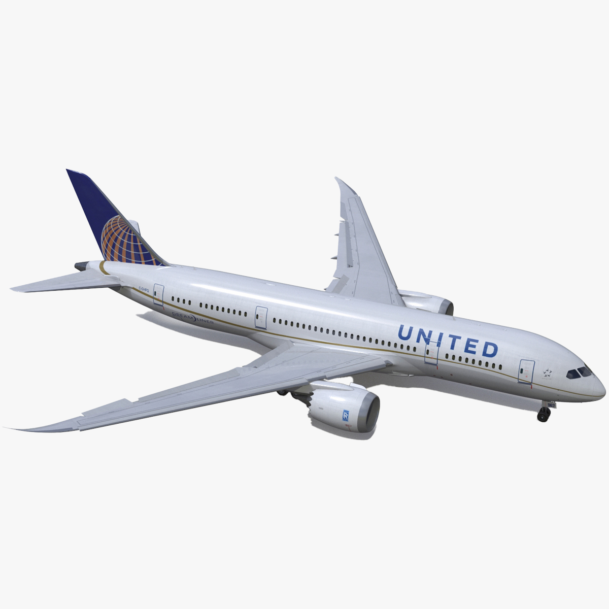 3D model United Airlines Boeing 787-8 Dreamliner Rigged for Cinema 4D