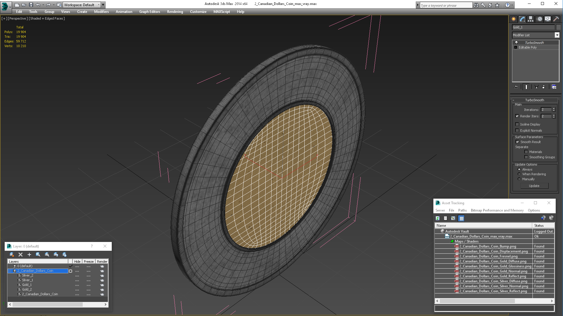 3D 2 Canadian Dollars Coin model