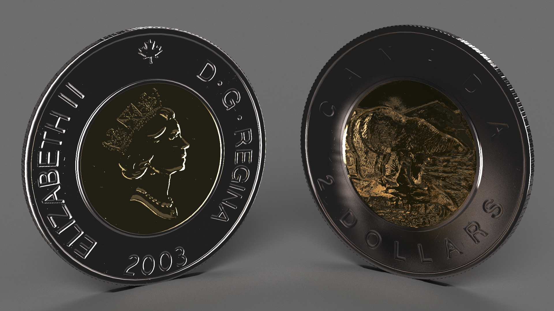 3D 2 Canadian Dollars Coin model