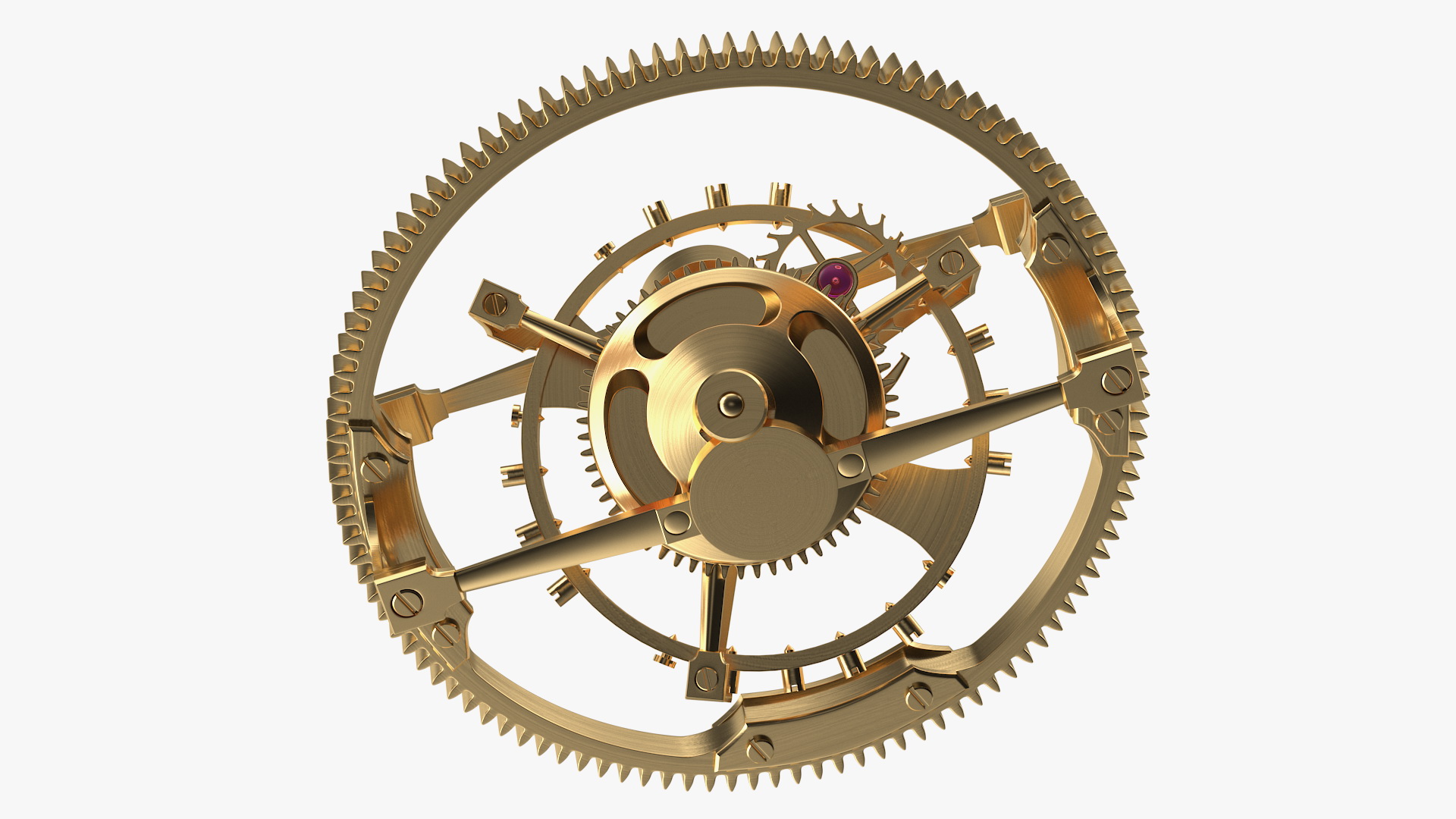 Golden Tourbillon Mechanism 3D