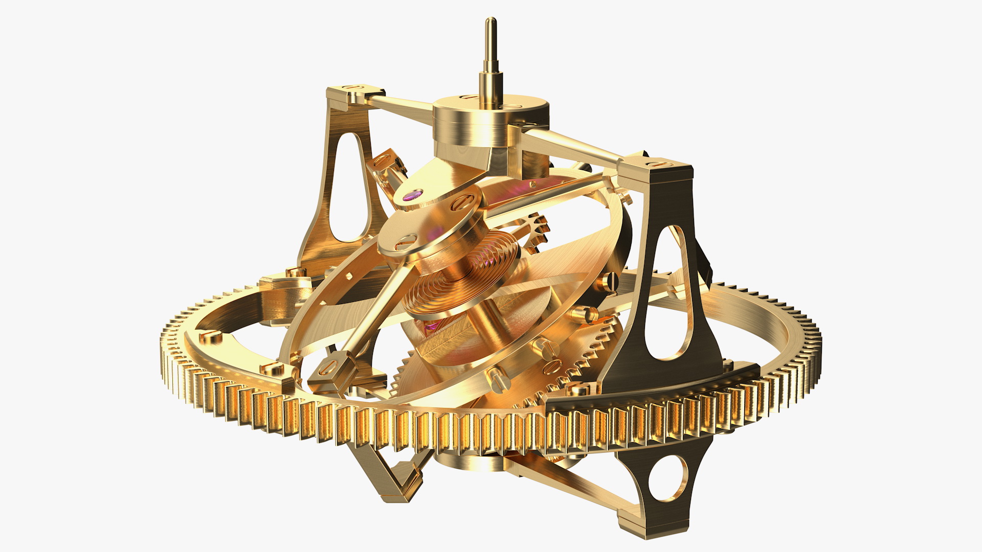 Golden Tourbillon Mechanism 3D