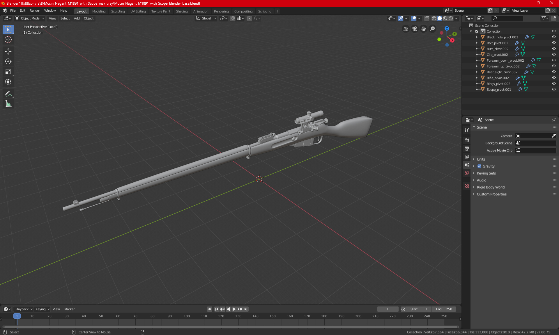 Mosin Nagant M1891 with Scope 3D model