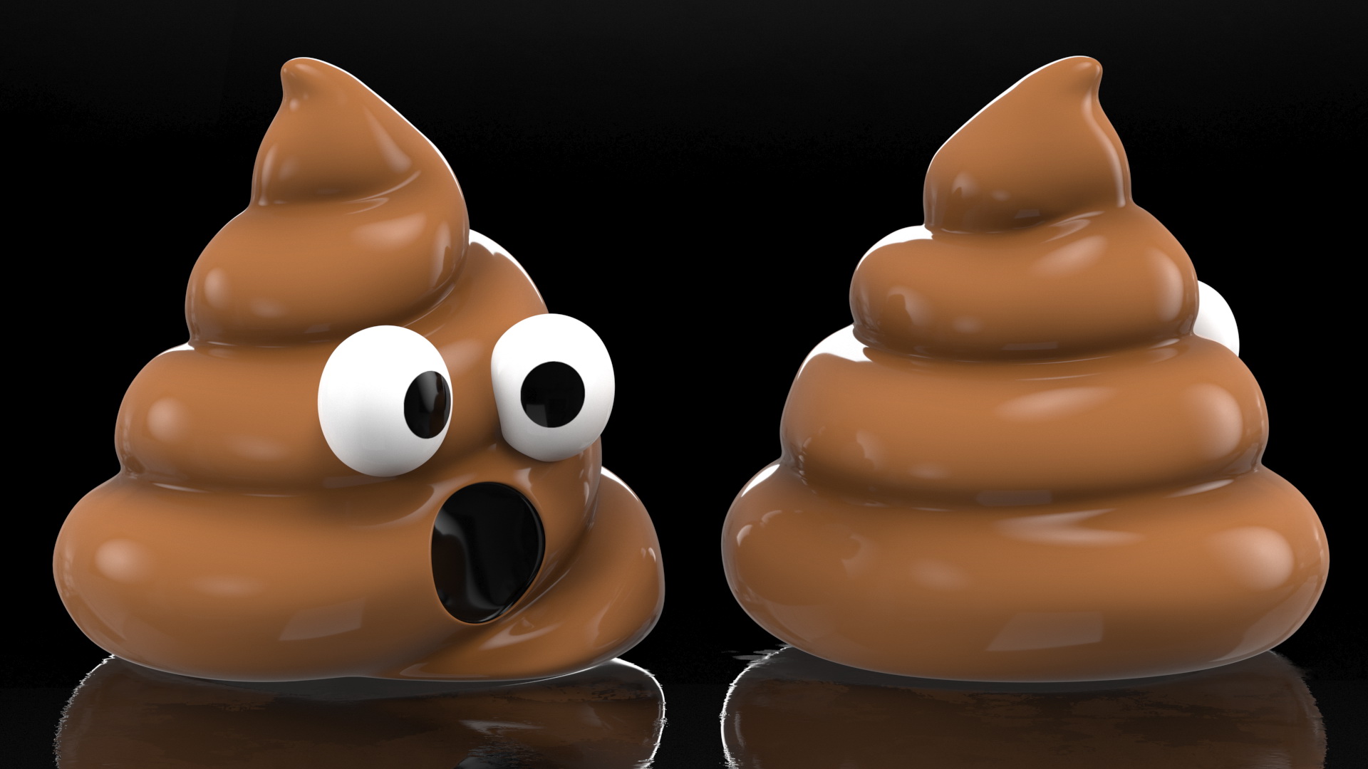 Open Mouth Poop Emoji Smile 3D