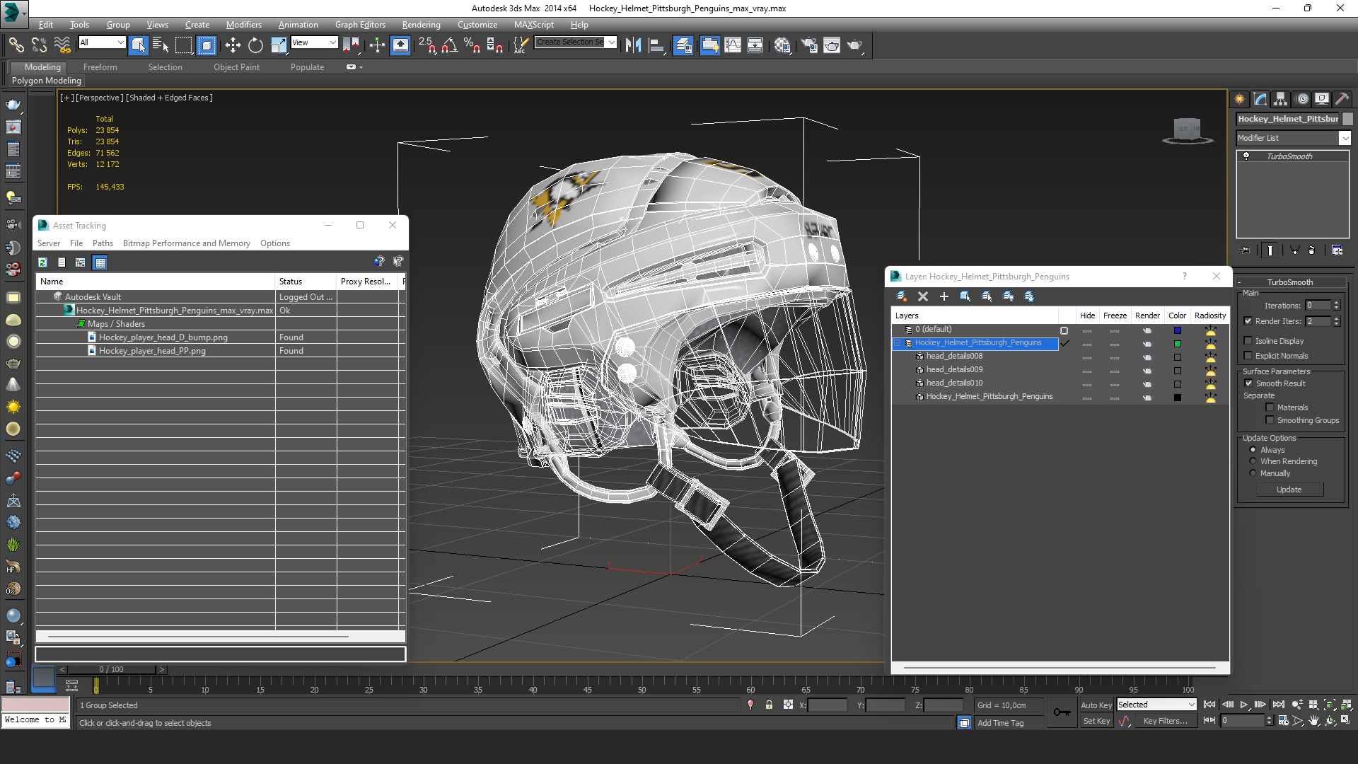 3D Hockey Helmet Pittsburgh Penguins model