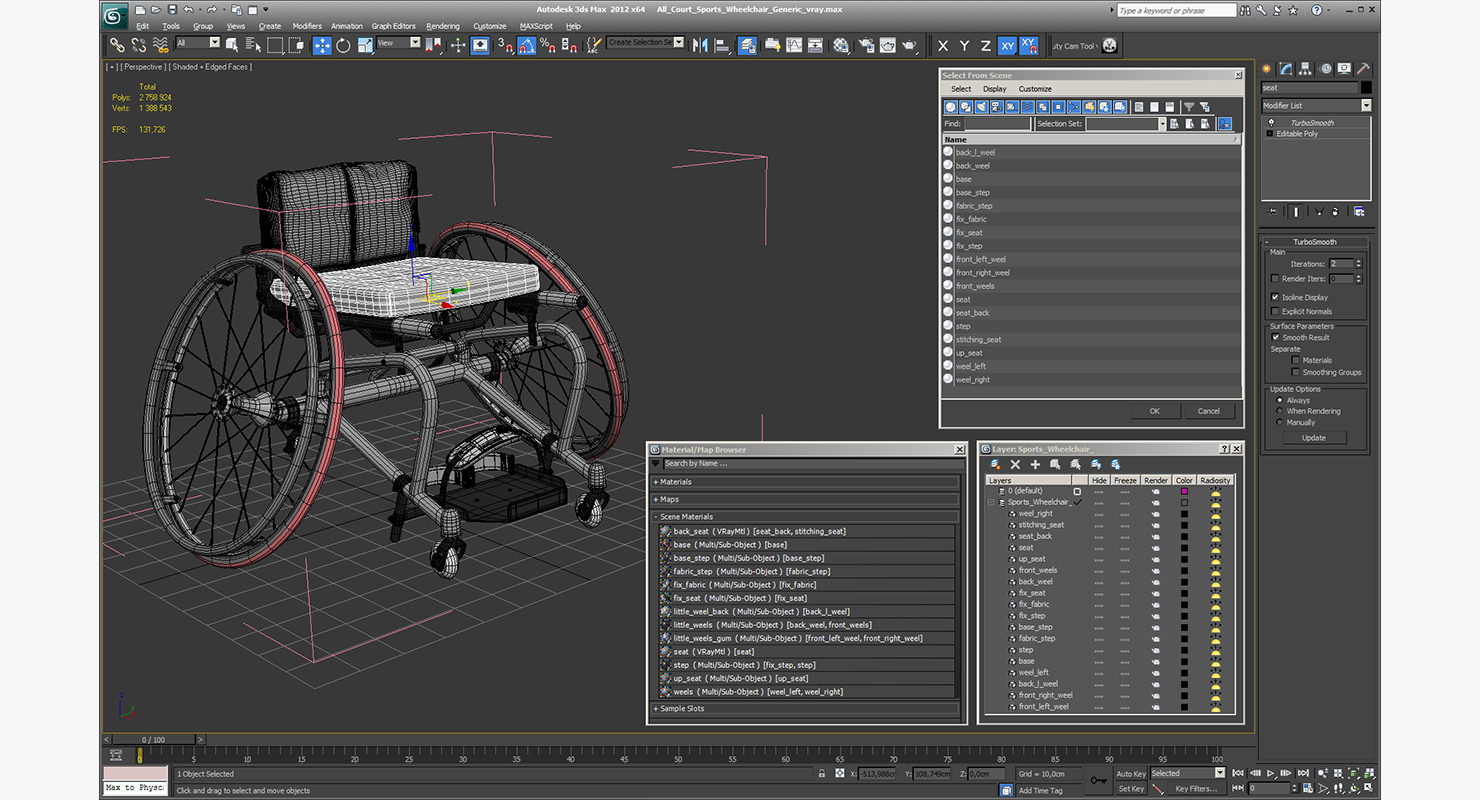 3D model All Court Sports Wheelchair Generic