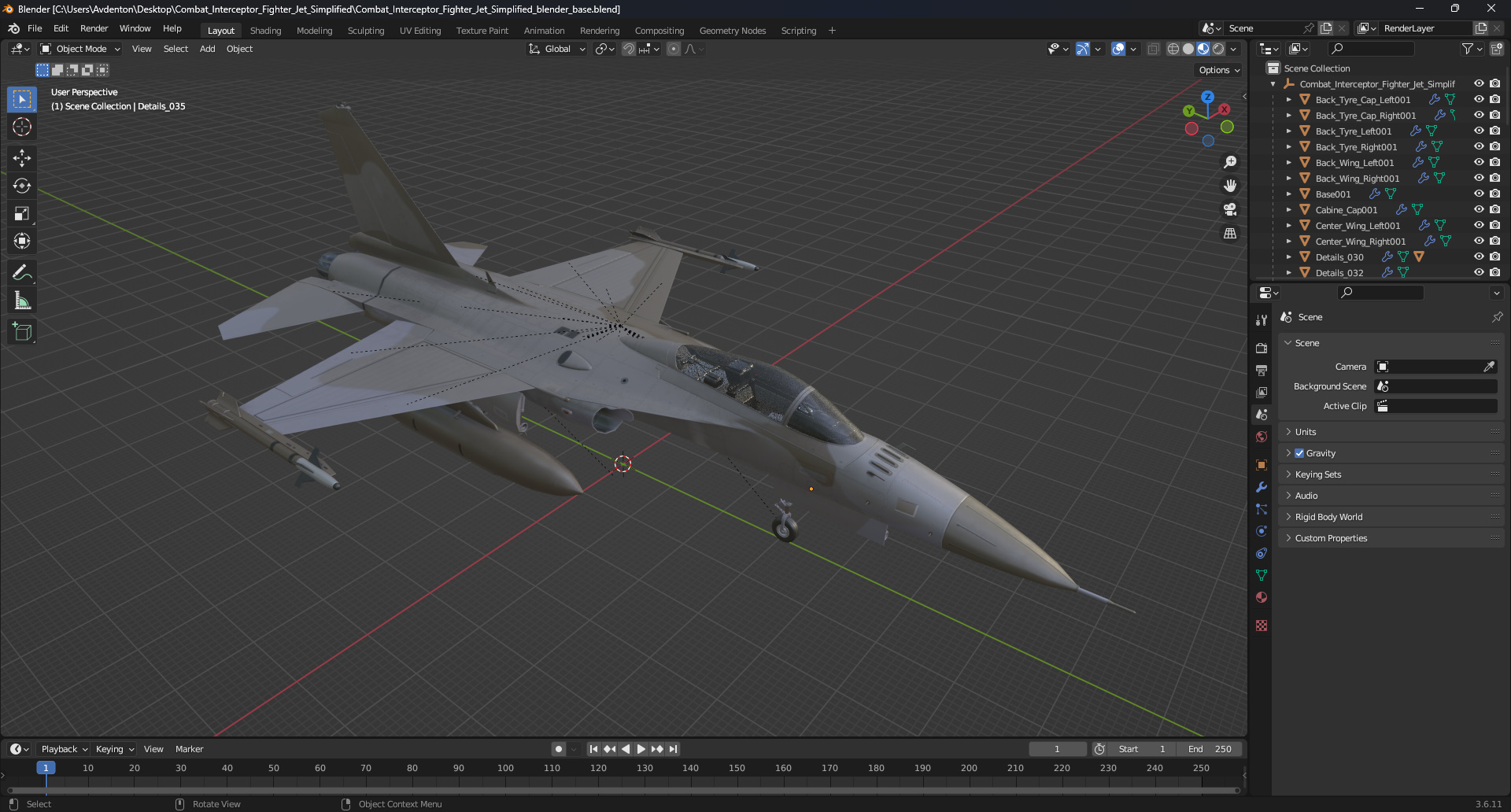 3D Combat Interceptor Fighter Jet Simplified