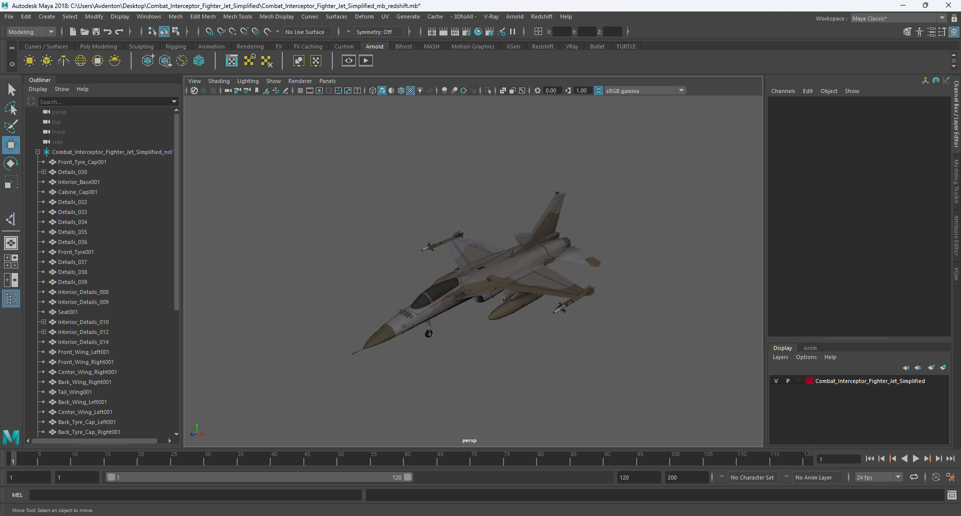 3D Combat Interceptor Fighter Jet Simplified